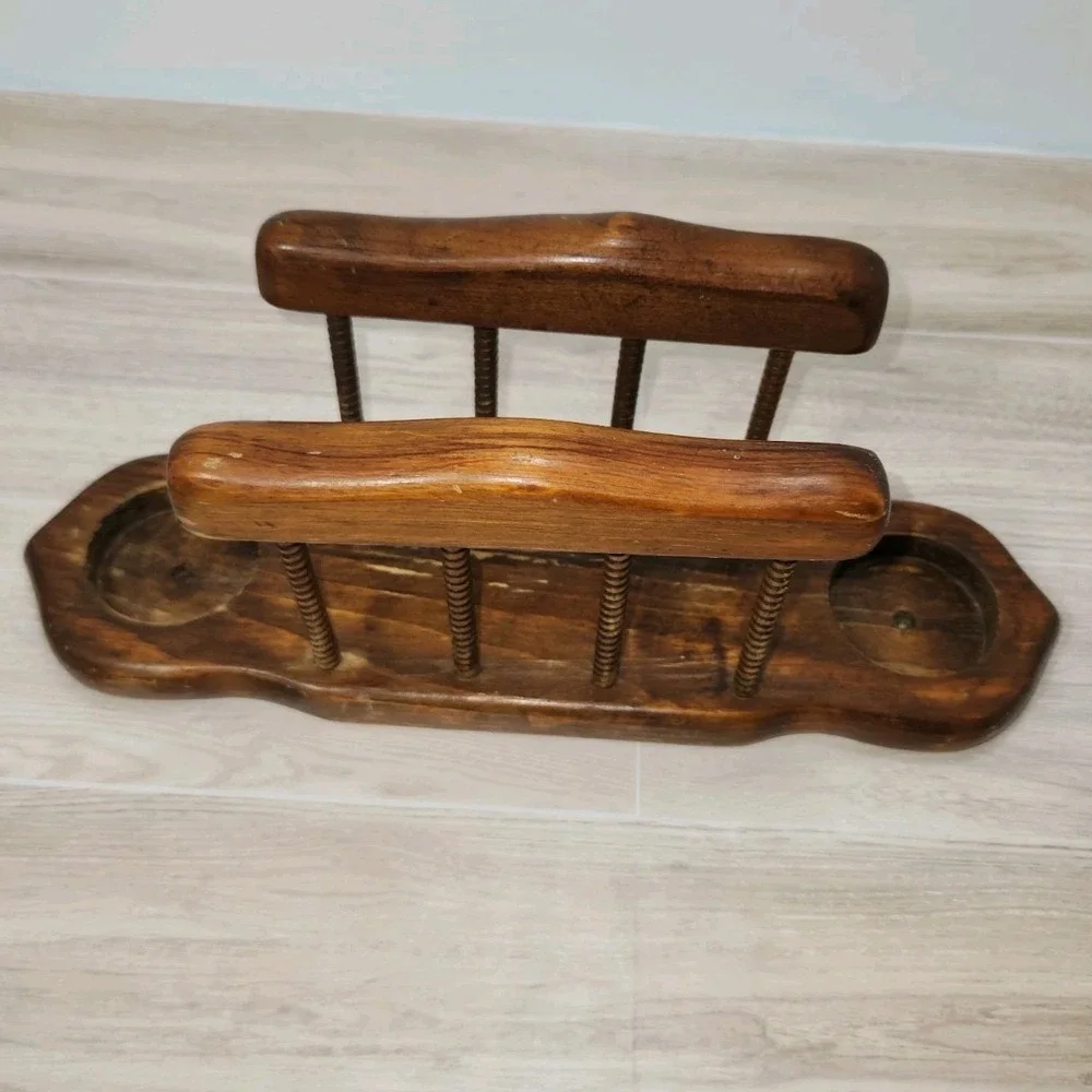 MCM Vintage Wooden Slatted‎ Napkin Holder With S&P Slots